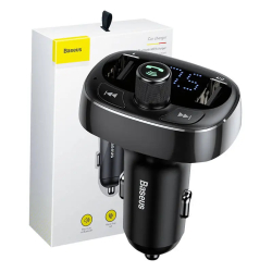 Baseus Bluetooth FM Transmitter m. biloplader - Sort Baseus Bluetooth FM Transmitter m. biloplader - Sort